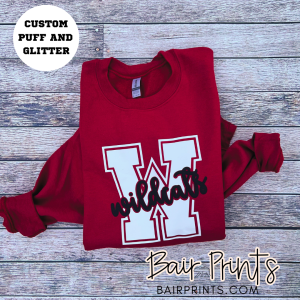 Mascot letter glitter and puff shirt