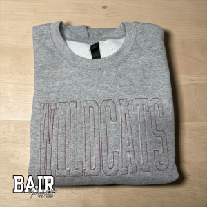 Minimalist Wildcats Embroidered Sweatshirt | Outline Stitch Spirit Wear | Boutique School Sweatshirt