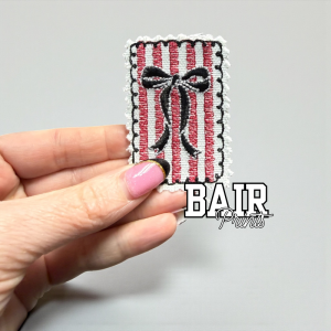 School Spirit Bow Patch – Embroidered Striped Design